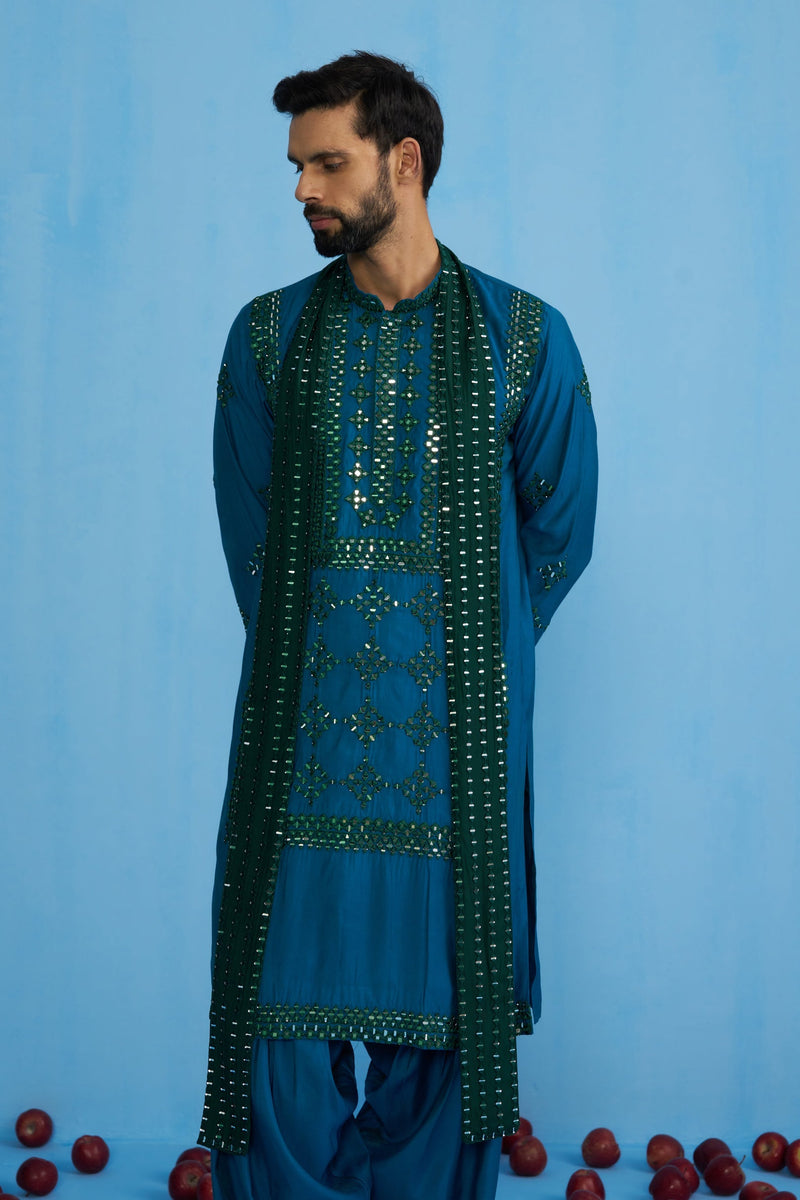DARPAN TEAL BLUE KURTA SET