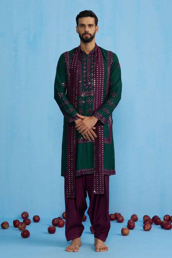 DARPAN BOTTEL GREEN KURTA SET