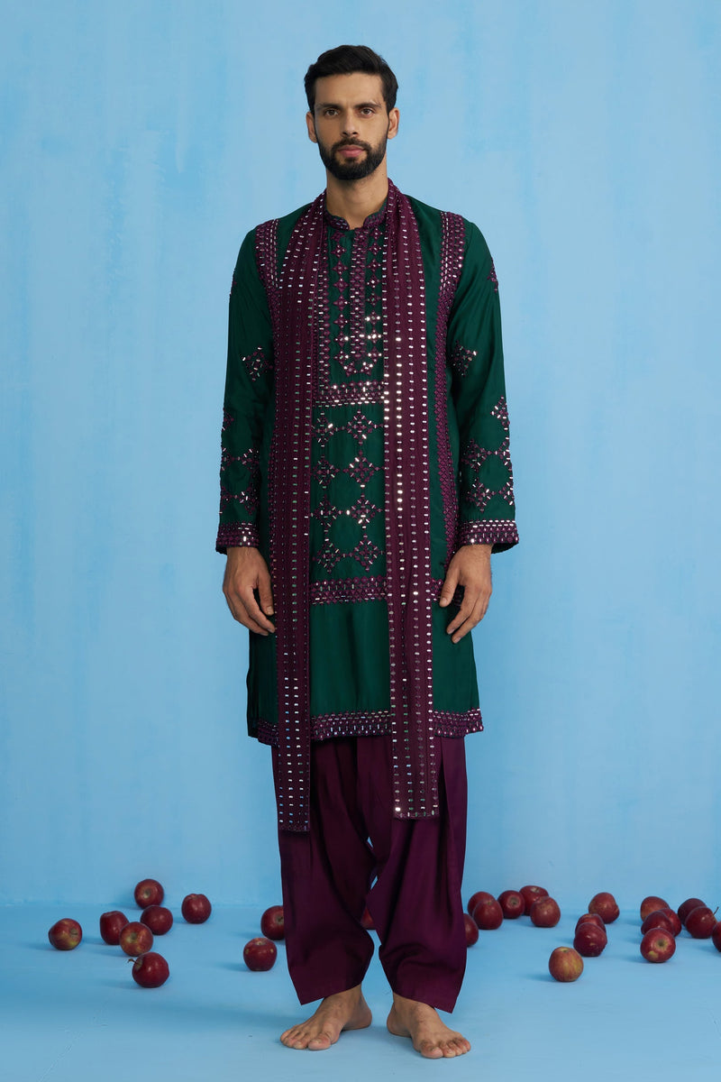 DARPAN BOTTEL GREEN KURTA SET