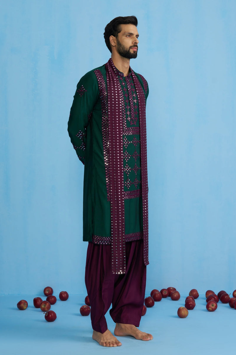 DARPAN BOTTEL GREEN KURTA SET