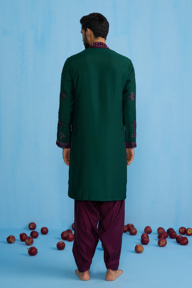 DARPAN BOTTEL GREEN KURTA SET