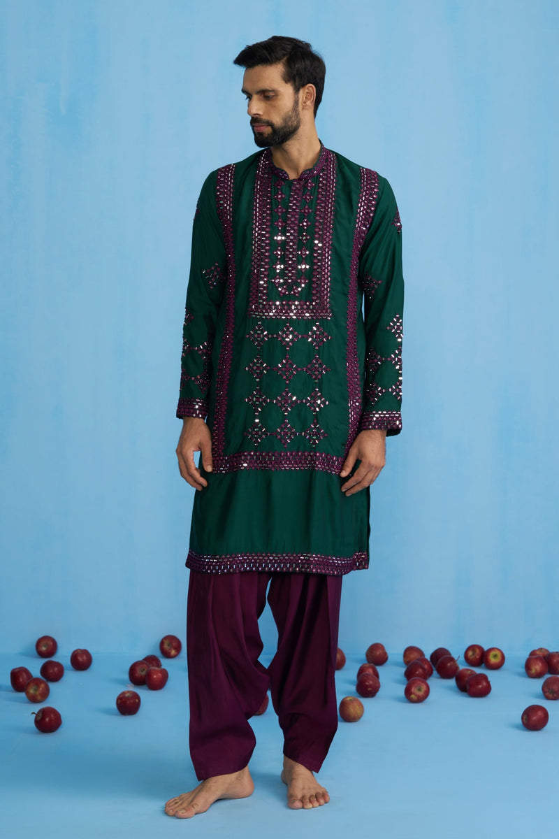 DARPAN BOTTEL GREEN KURTA SET