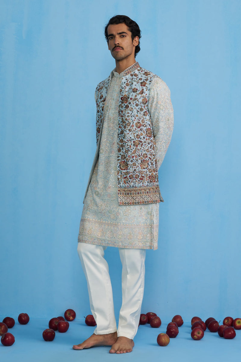 GULAB SKY KURTA JACKET SET