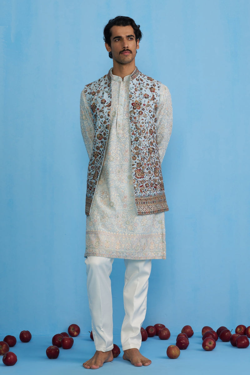 GULAB SKY KURTA JACKET SET