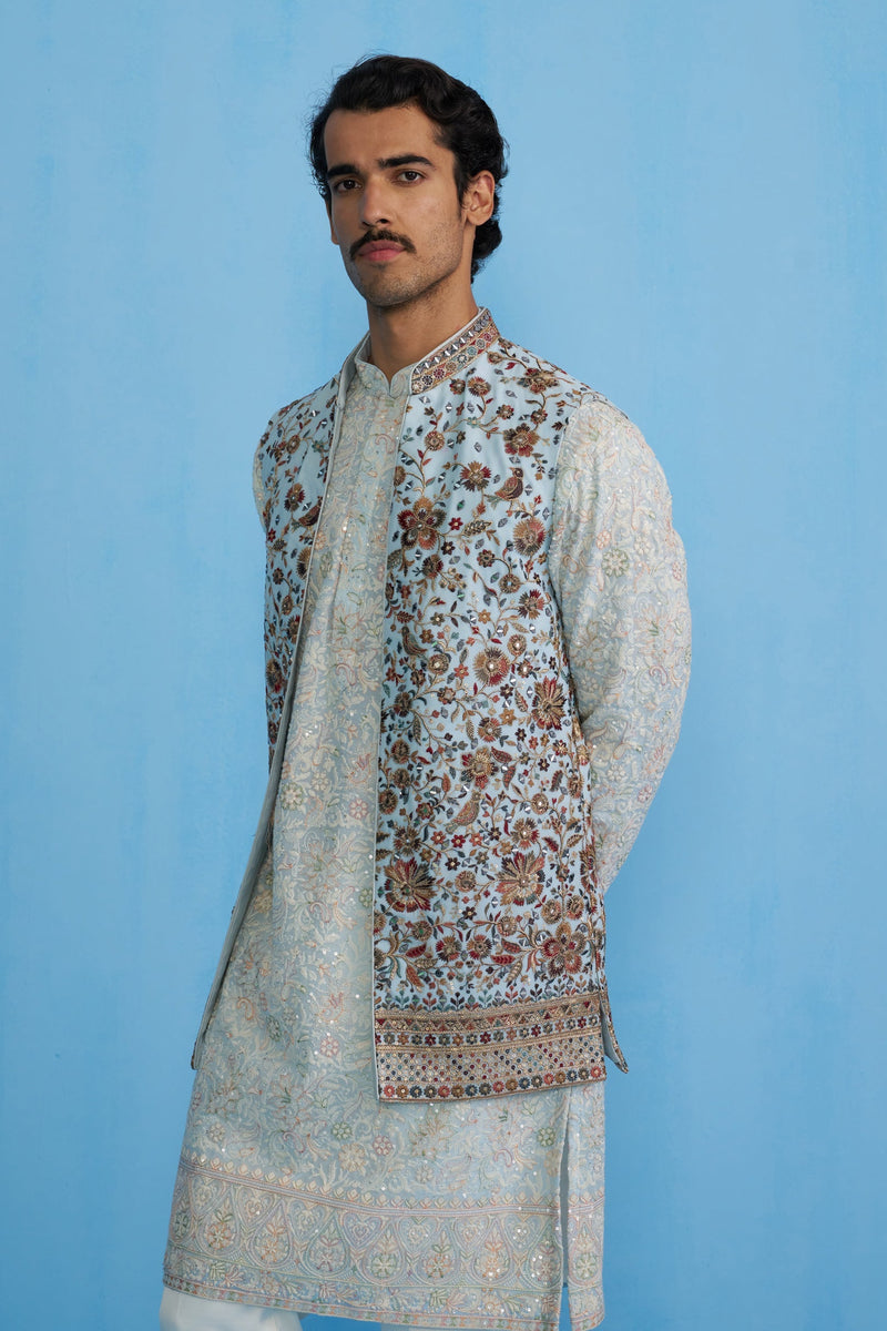 GULAB SKY KURTA JACKET SET