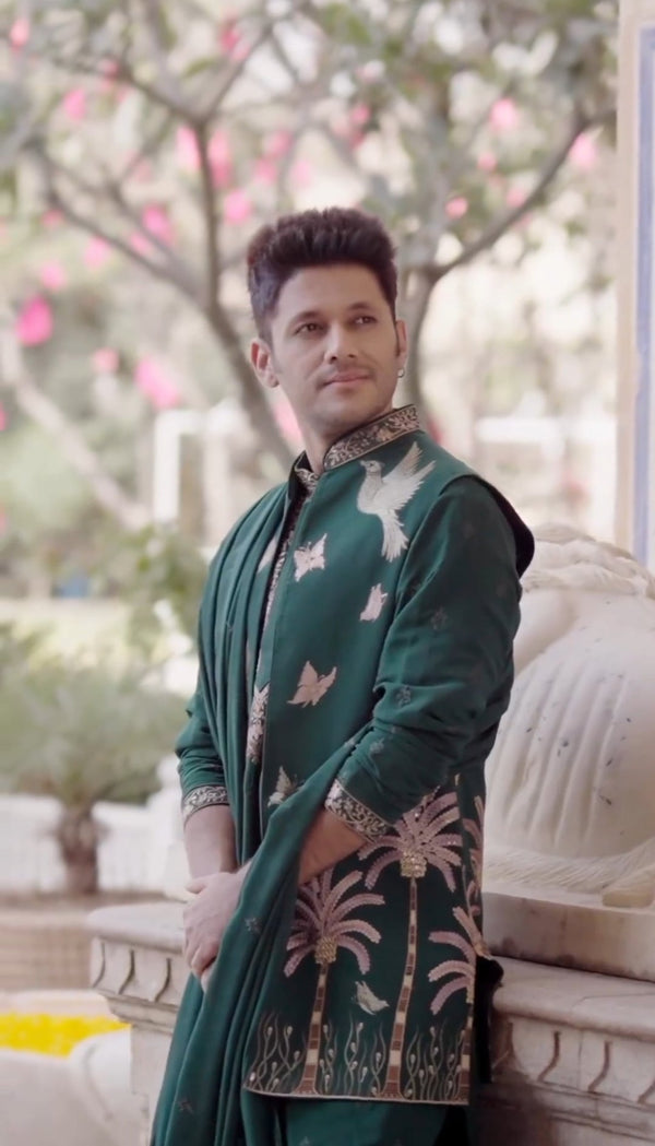 Karan R Sharma in Umair Jacket Kurta Set with dupatta