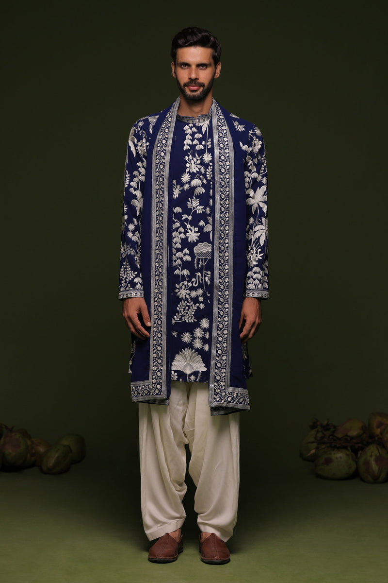 Siddharth P Malhotra in Aruna Navy Kurta set with patiyala and dupatta