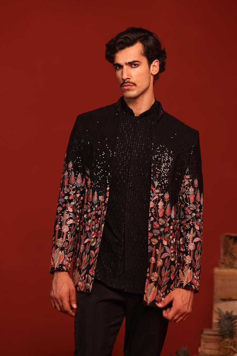 Sahil Phull in Zainab Black Jodhpuri Set