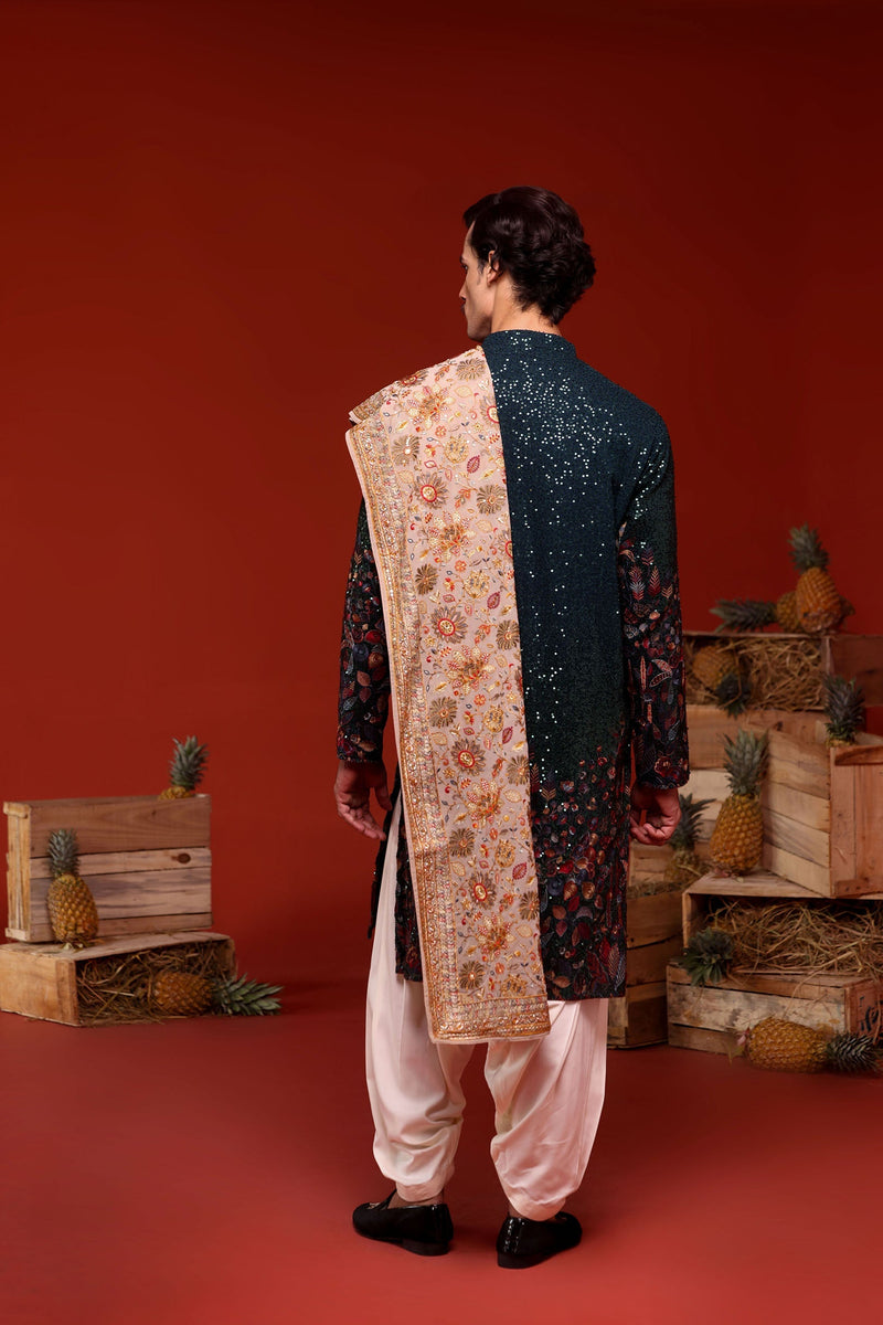 Bhaumya Bottle Green Kurta Set