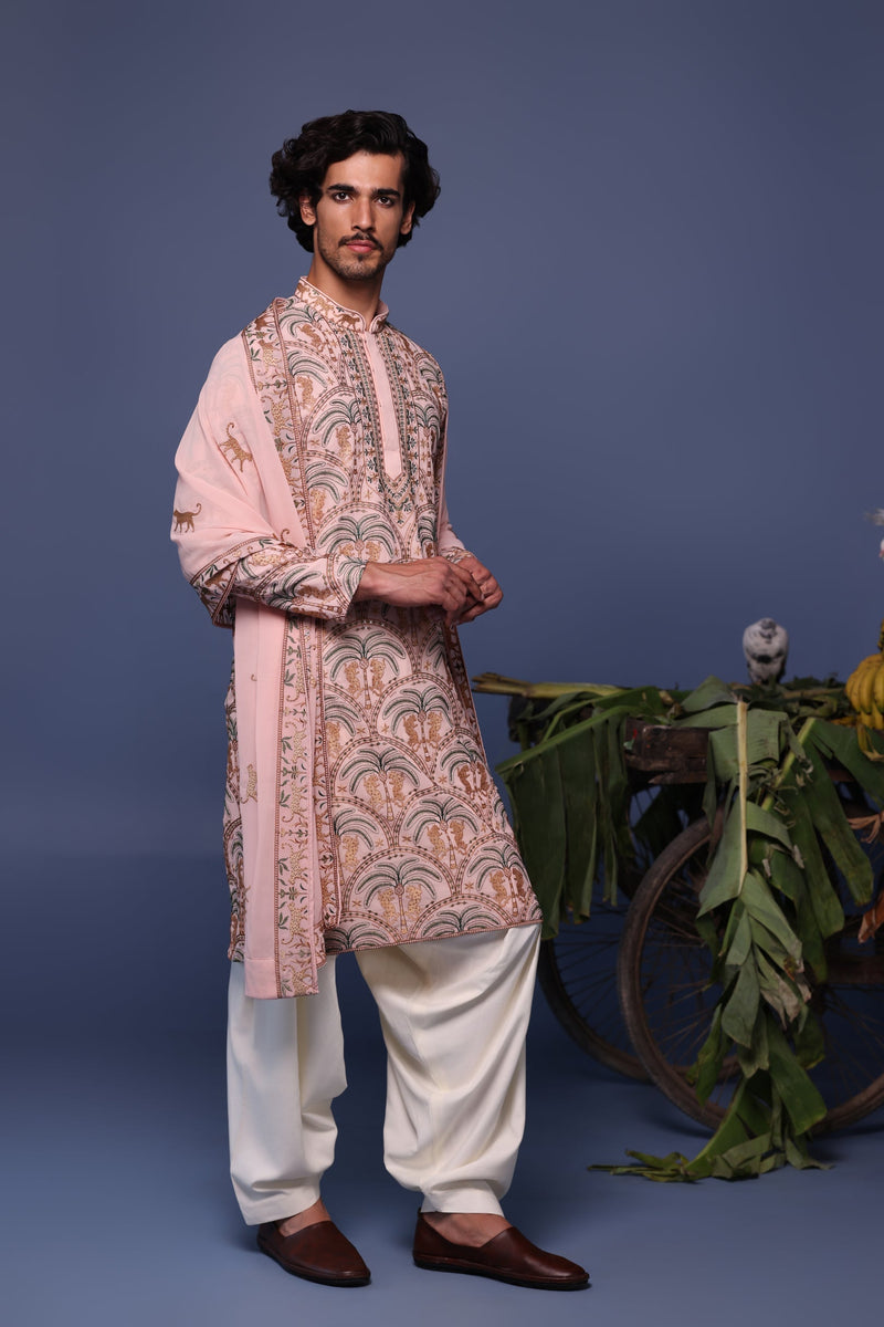 ELVISH YADAV IN Avik Cheetah Pink Kurta Set