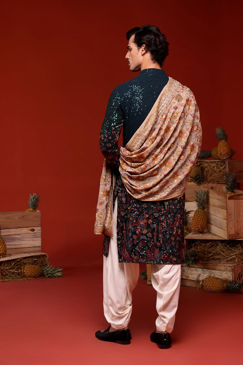 Bhaumya Bottle Green Kurta Set