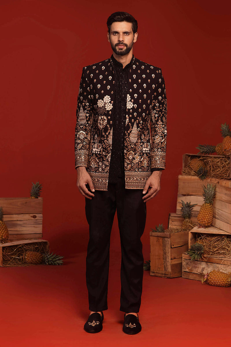 HARSHIT ARORA IN Sukrit Black Jodhpuri Set