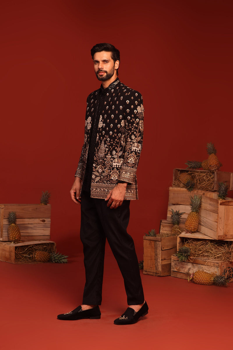 HARSHIT ARORA IN Sukrit Black Jodhpuri Set