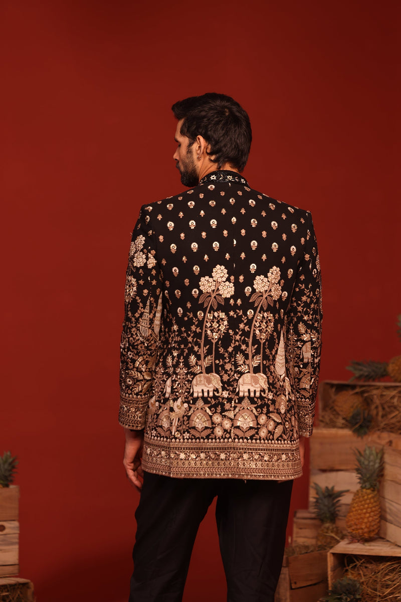 HARSHIT ARORA IN Sukrit Black Jodhpuri Set