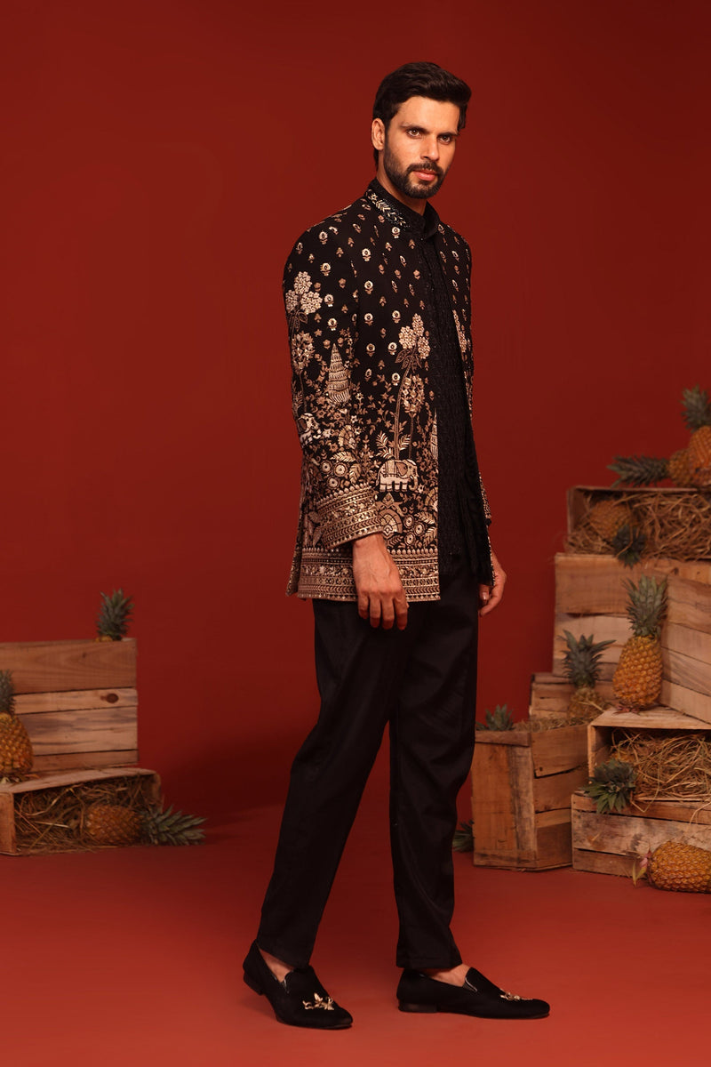 HARSHIT ARORA IN Sukrit Black Jodhpuri Set