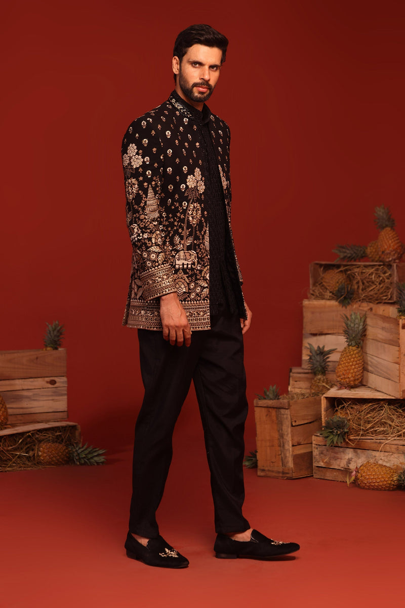 HARSHIT ARORA IN Sukrit Black Jodhpuri Set