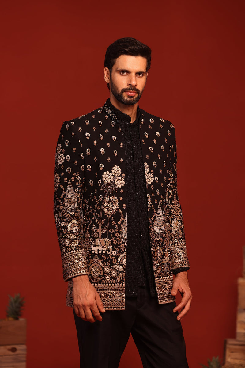 HARSHIT ARORA IN Sukrit Black Jodhpuri Set