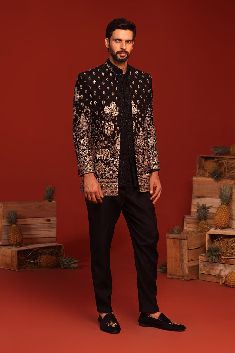 HARSHIT ARORA IN Sukrit Black Jodhpuri Set