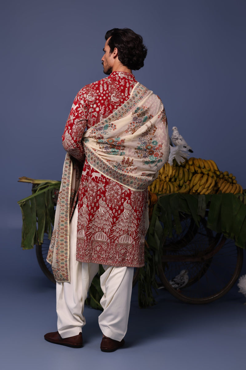 Sharad Malhotra in Nazm Maroon Kurta Set