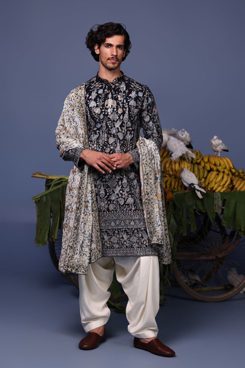 Aparshakti Khurana in Nawab navy blue Kurta Set