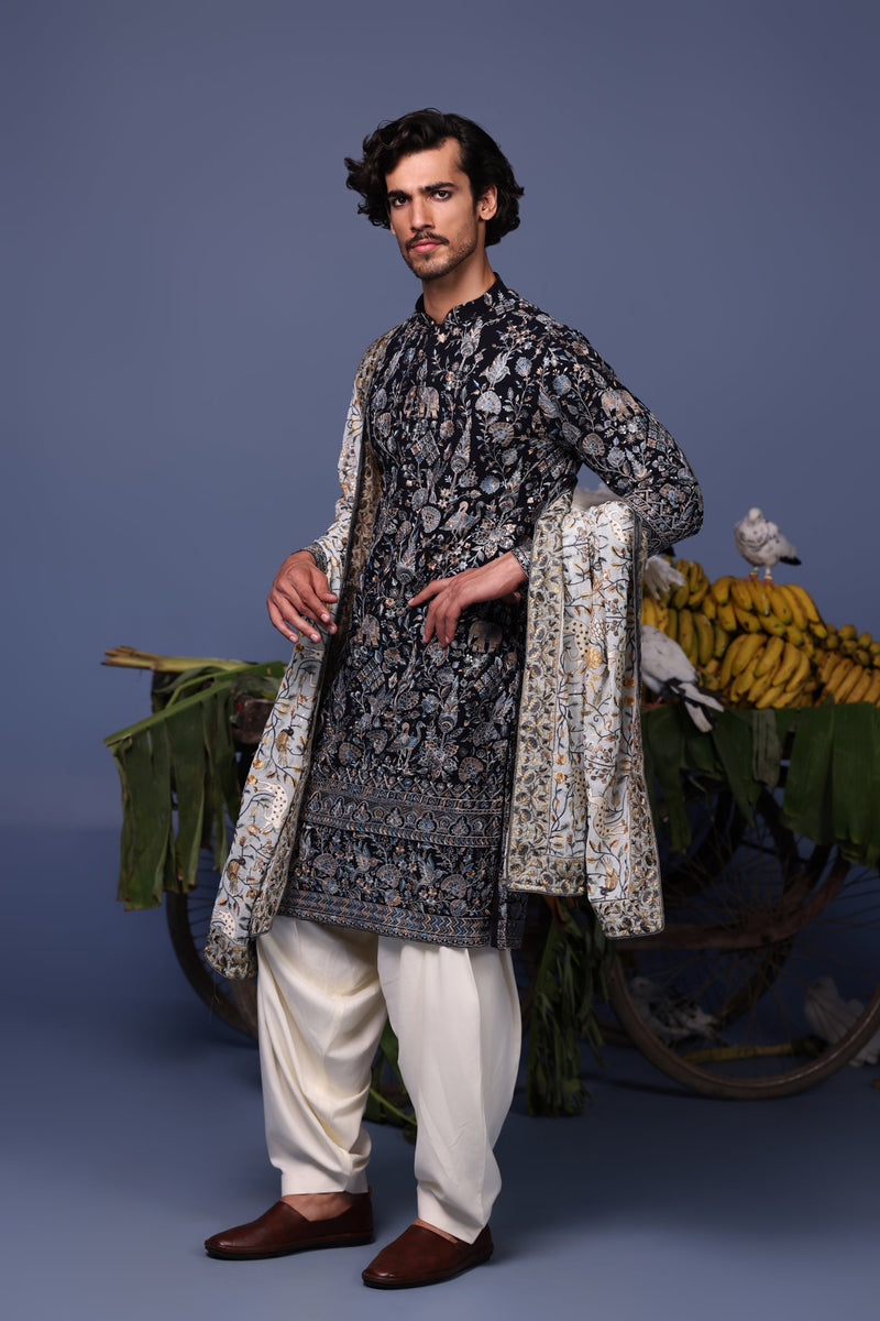 Aparshakti Khurana in Nawab navy blue Kurta Set
