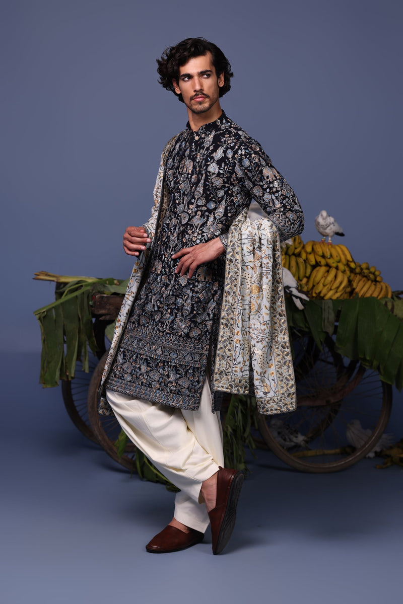 Aparshakti Khurana in Nawab navy blue Kurta Set