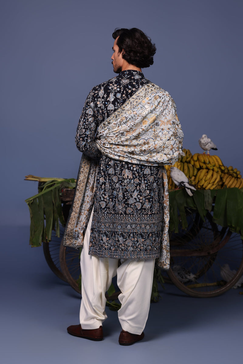 Aparshakti Khurana in Nawab navy blue Kurta Set