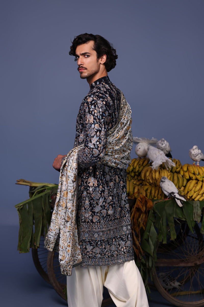 Aparshakti Khurana in Nawab navy blue Kurta Set