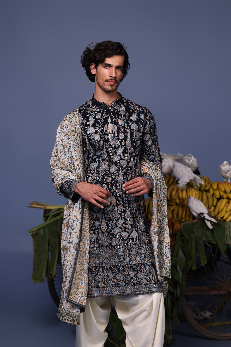 Aparshakti Khurana in Nawab navy blue Kurta Set