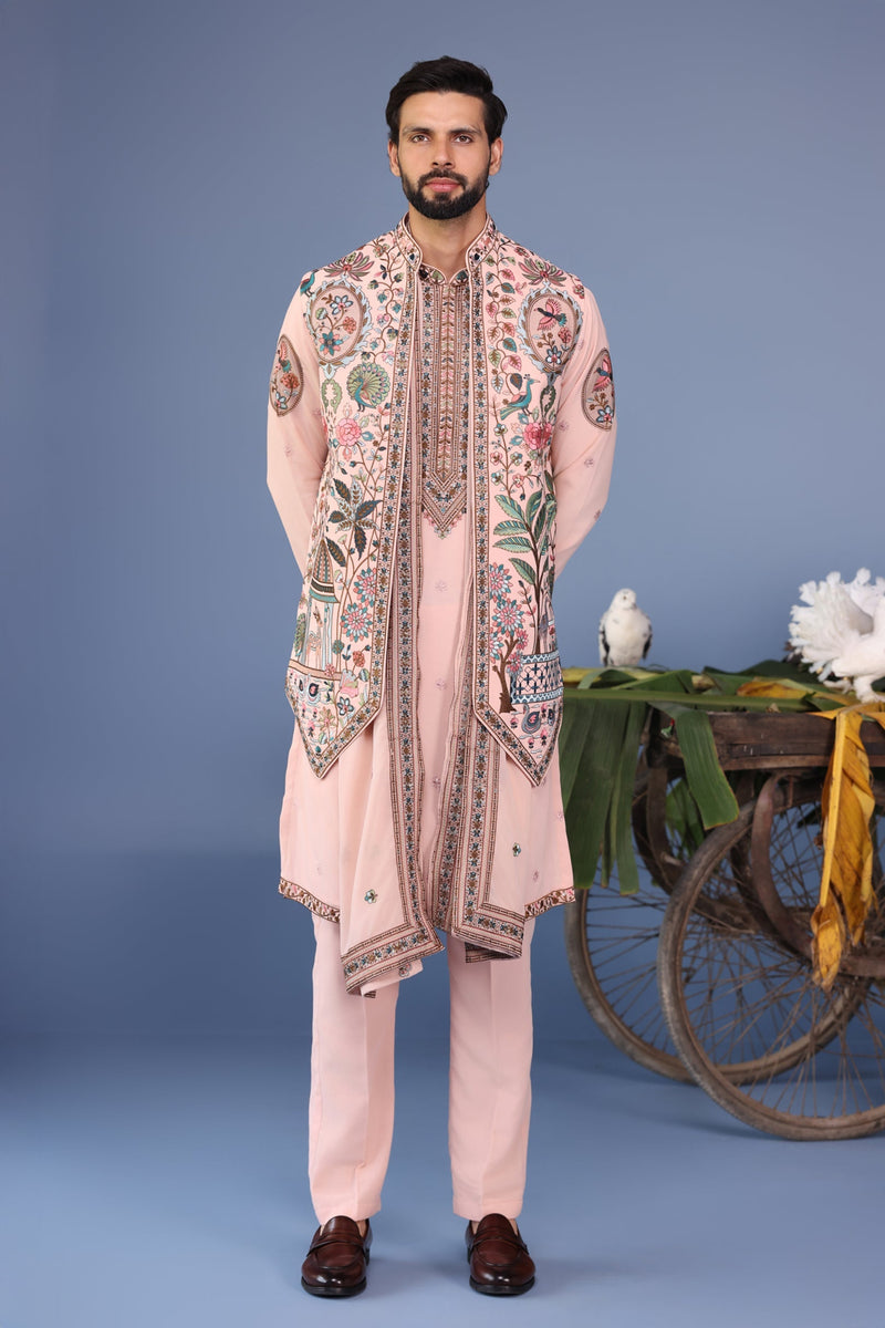 keshav sadhna in Abeer Pink Kurta Jacket Set