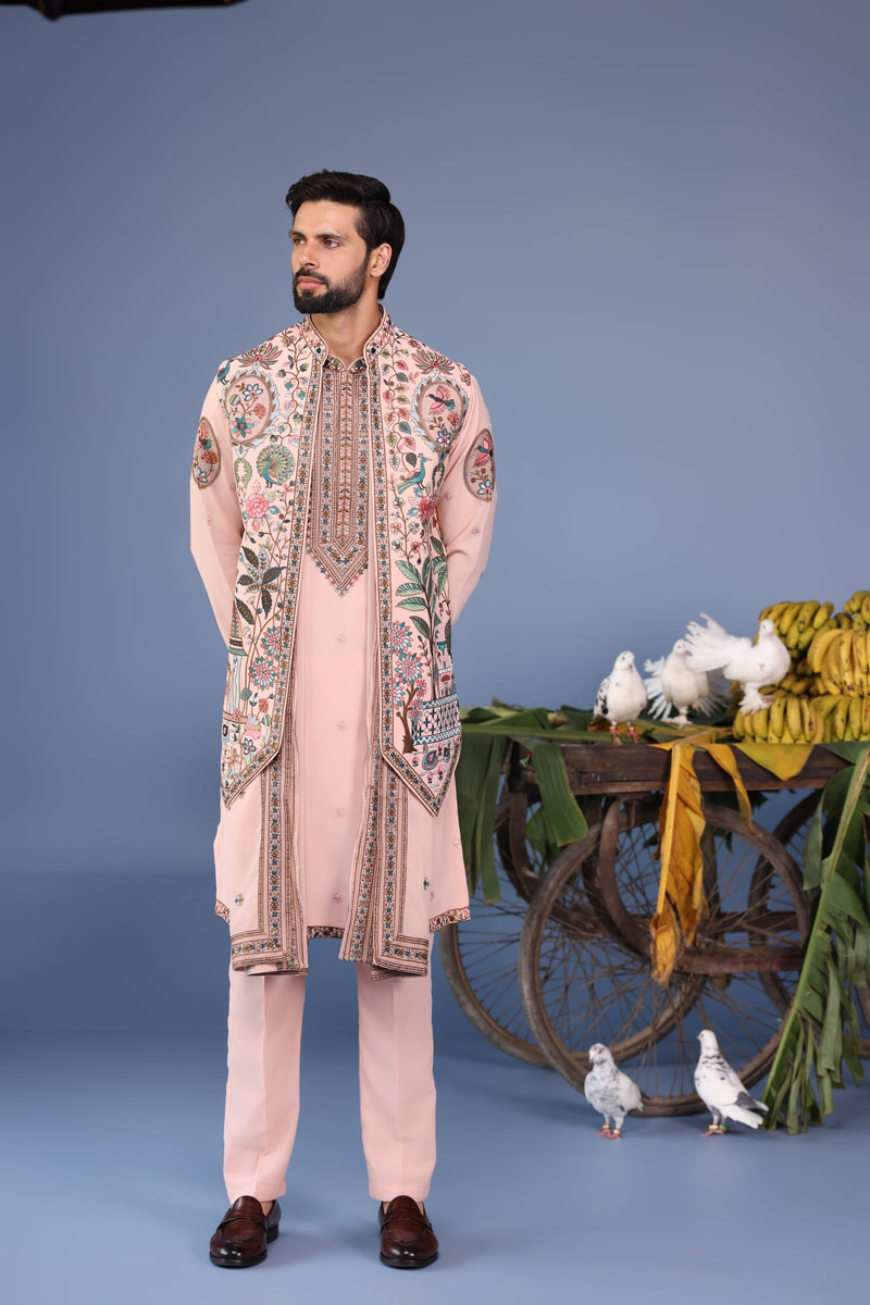 keshav sadhna in Abeer Pink Kurta Jacket Set