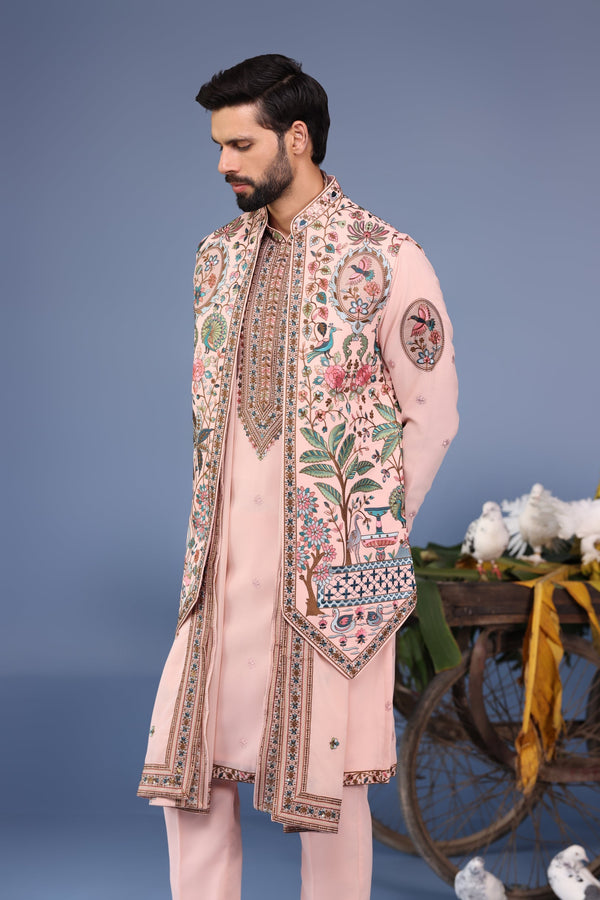 keshav sadhna in Abeer Pink Kurta Jacket Set