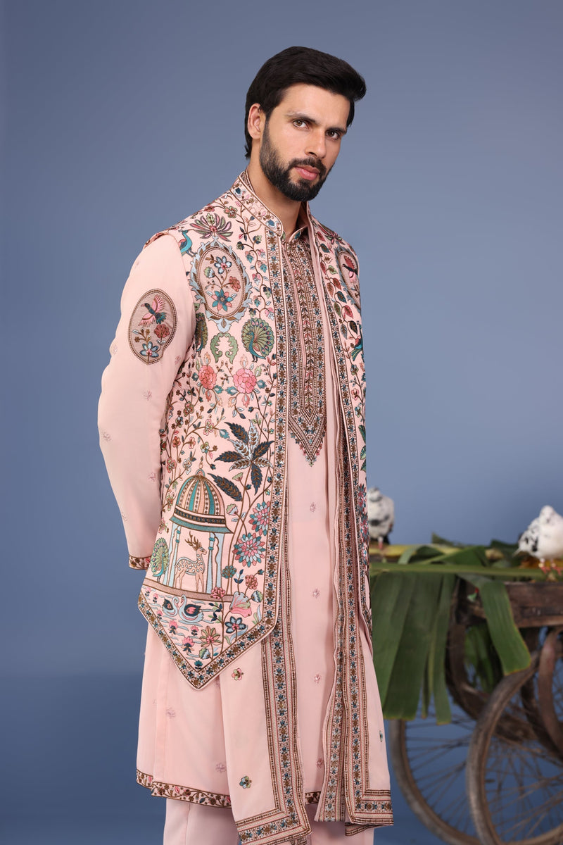 keshav sadhna in Abeer Pink Kurta Jacket Set