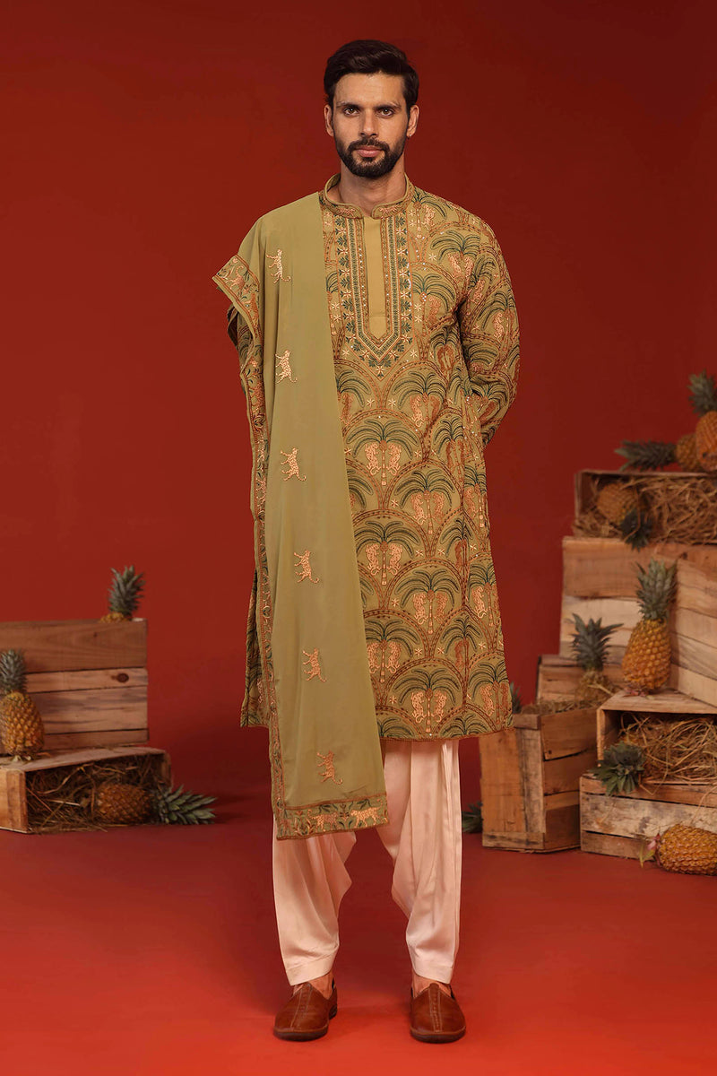 ROHIT CHANDEL IN Anvay Mehandi Kurta Set