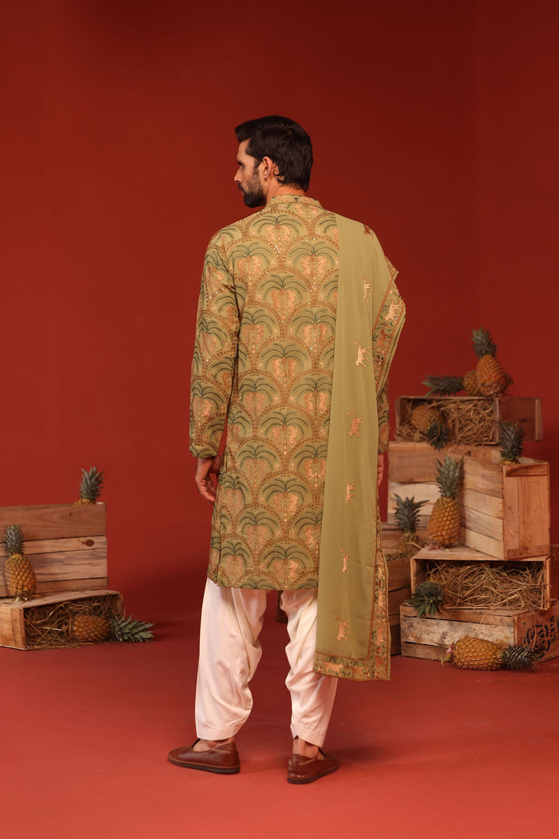 ROHIT CHANDEL IN Anvay Mehandi Kurta Set
