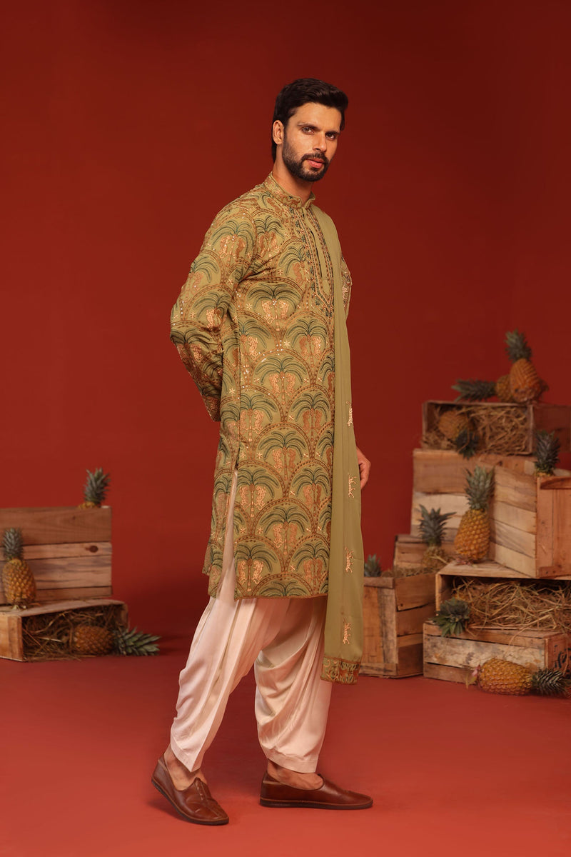 ROHIT CHANDEL IN Anvay Mehandi Kurta Set