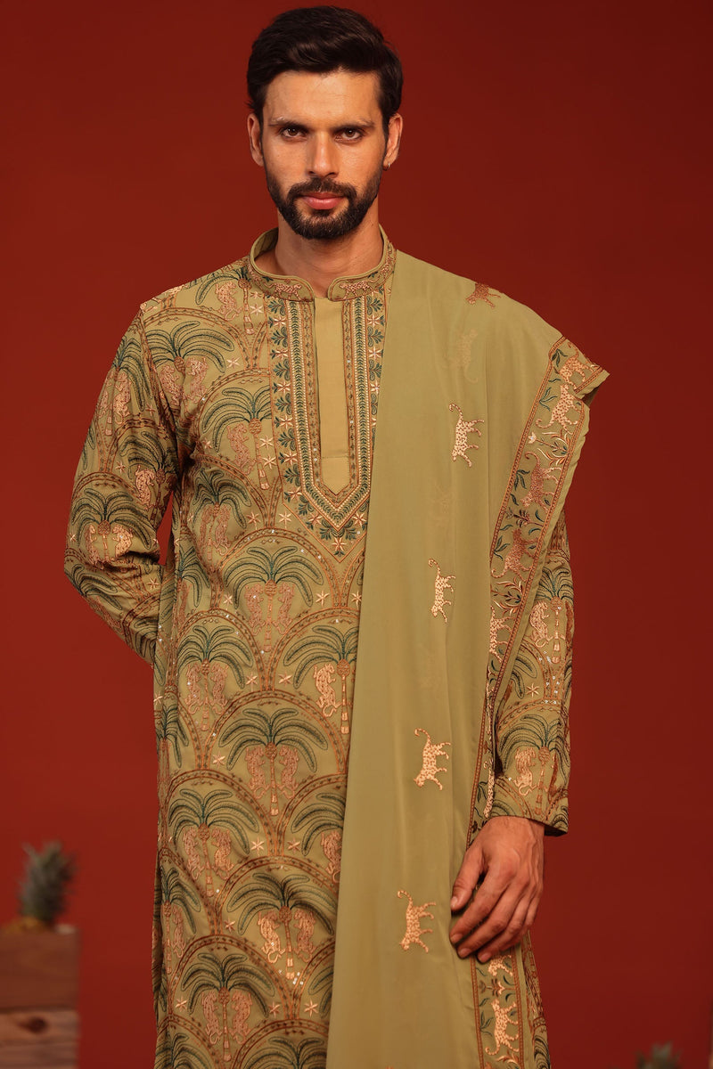 ROHIT CHANDEL IN Anvay Mehandi Kurta Set