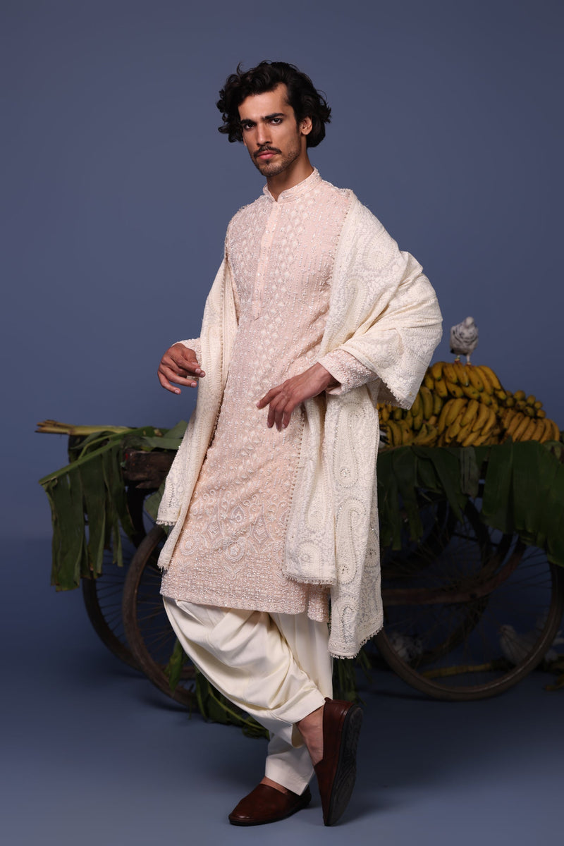 Abhishek Sharma in Riaz Pink Kurta Set