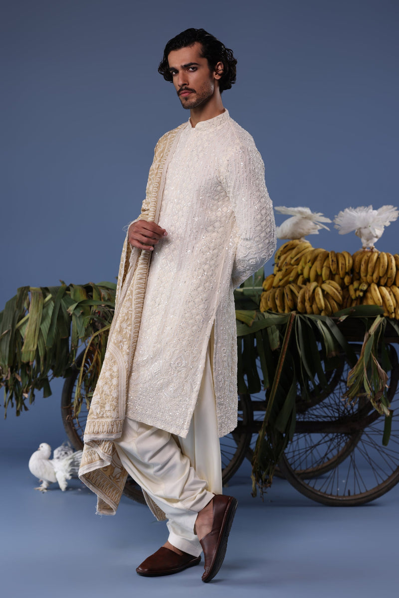 Vishal Pandey in Arham Cream Kurta Set