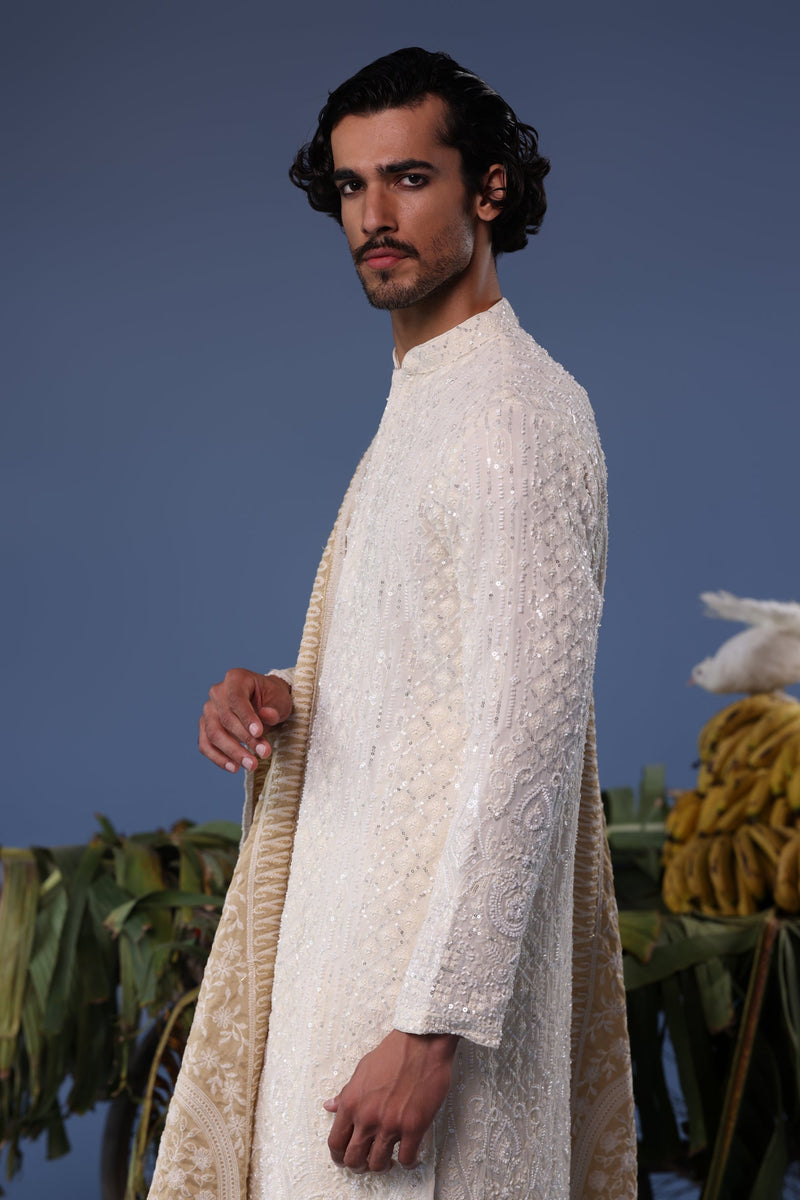 Vishal Pandey in Arham Cream Kurta Set