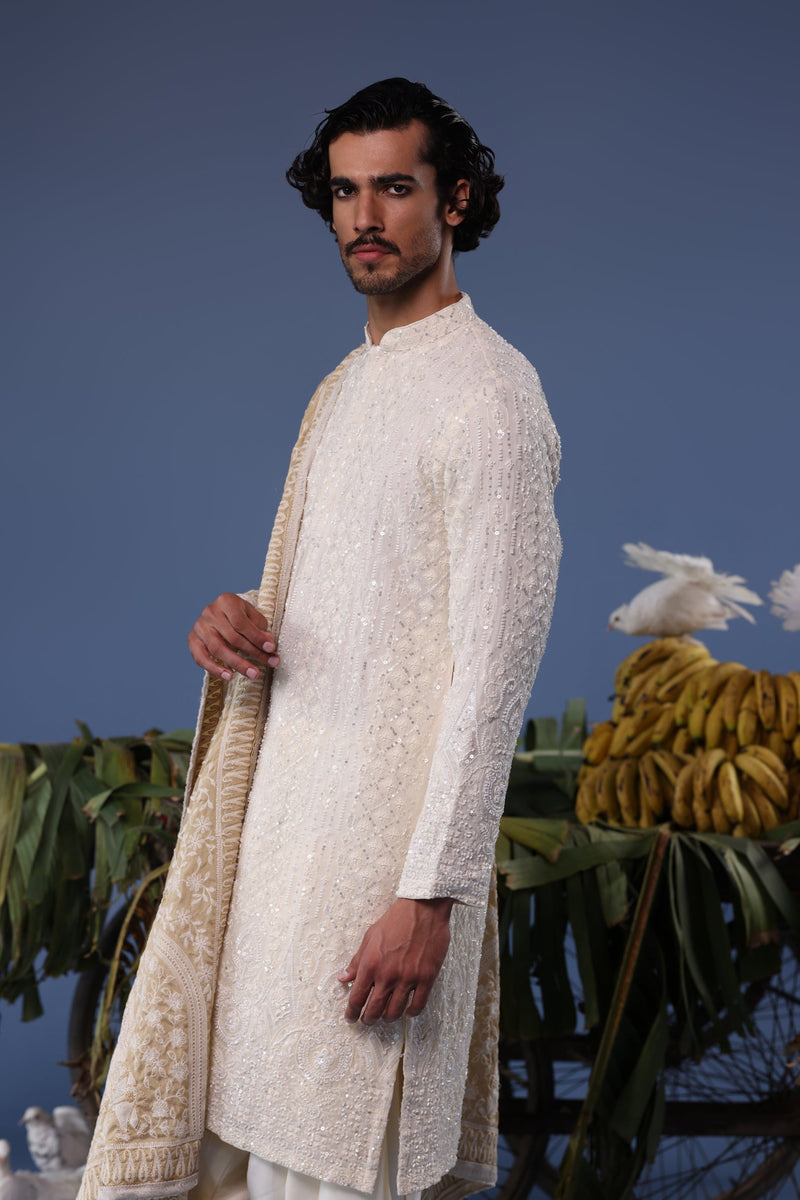 Vishal Pandey in Arham Cream Kurta Set