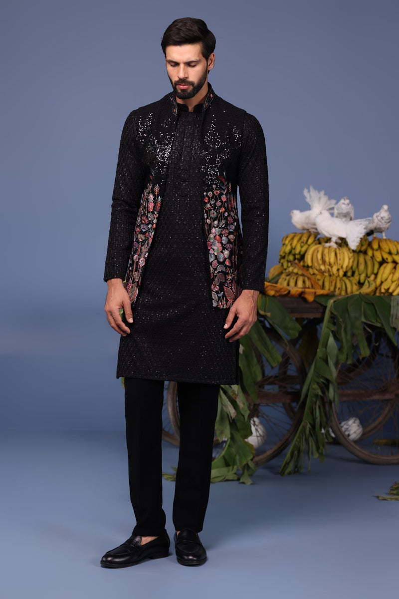Natraj Black Kurta Jacket Set