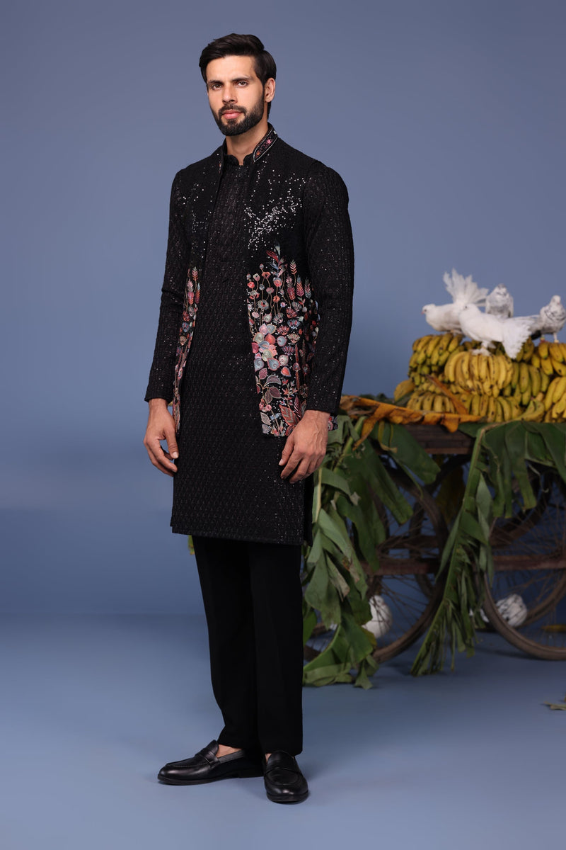Natraj Black Kurta Jacket Set