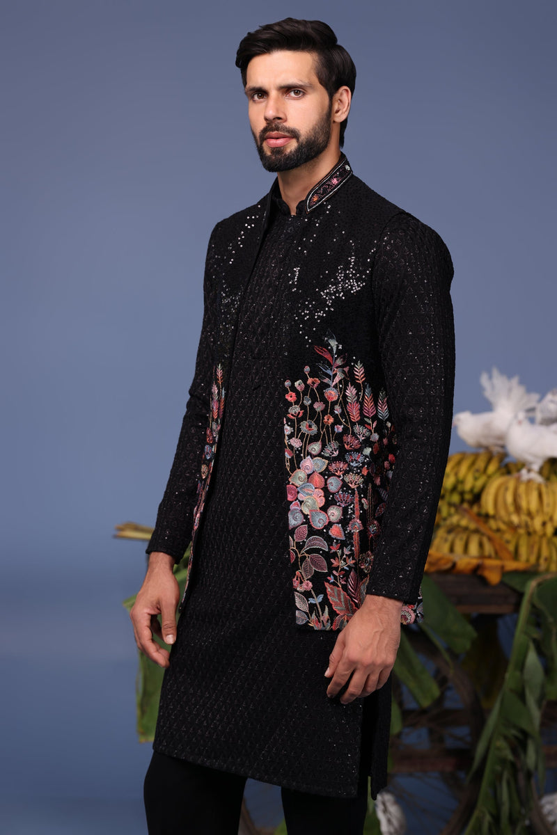 Natraj Black Kurta Jacket Set