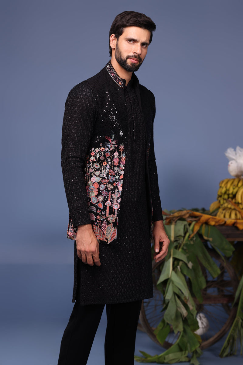 Natraj Black Kurta Jacket Set