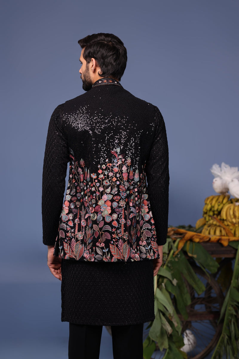 Natraj Black Kurta Jacket Set