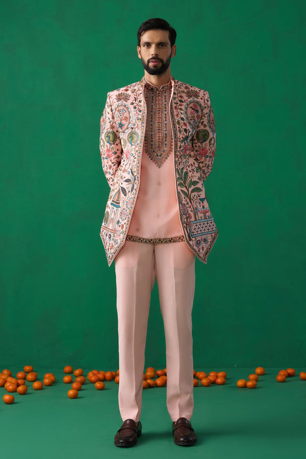 FOUNTAIN PINK JODHPURI SET