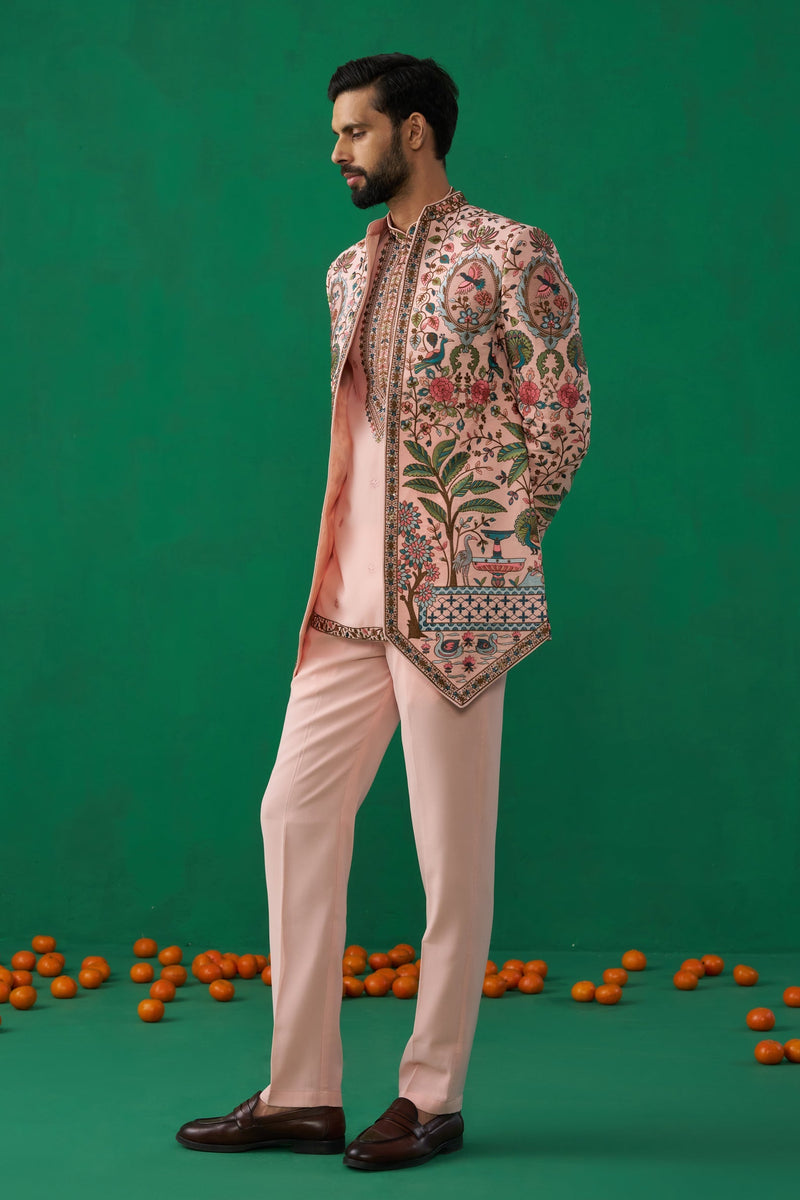 FOUNTAIN PINK JODHPURI SET