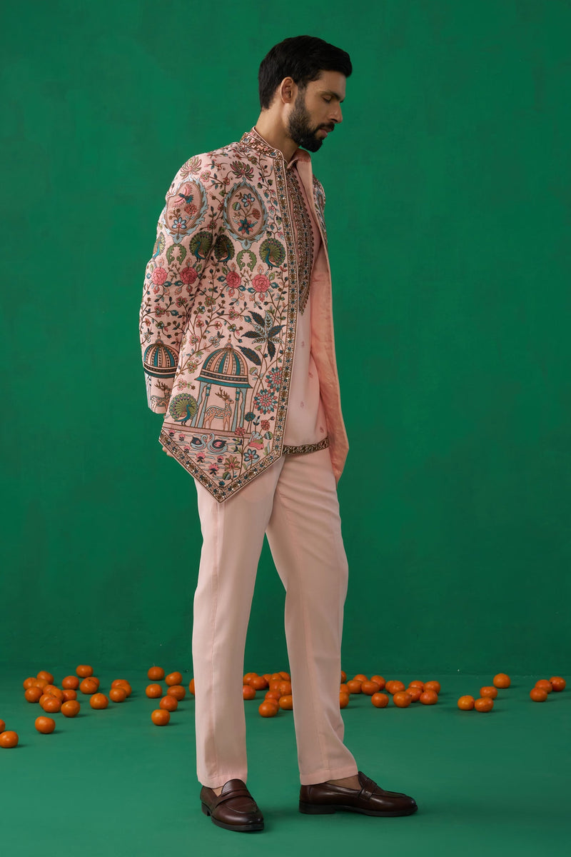 FOUNTAIN PINK JODHPURI SET