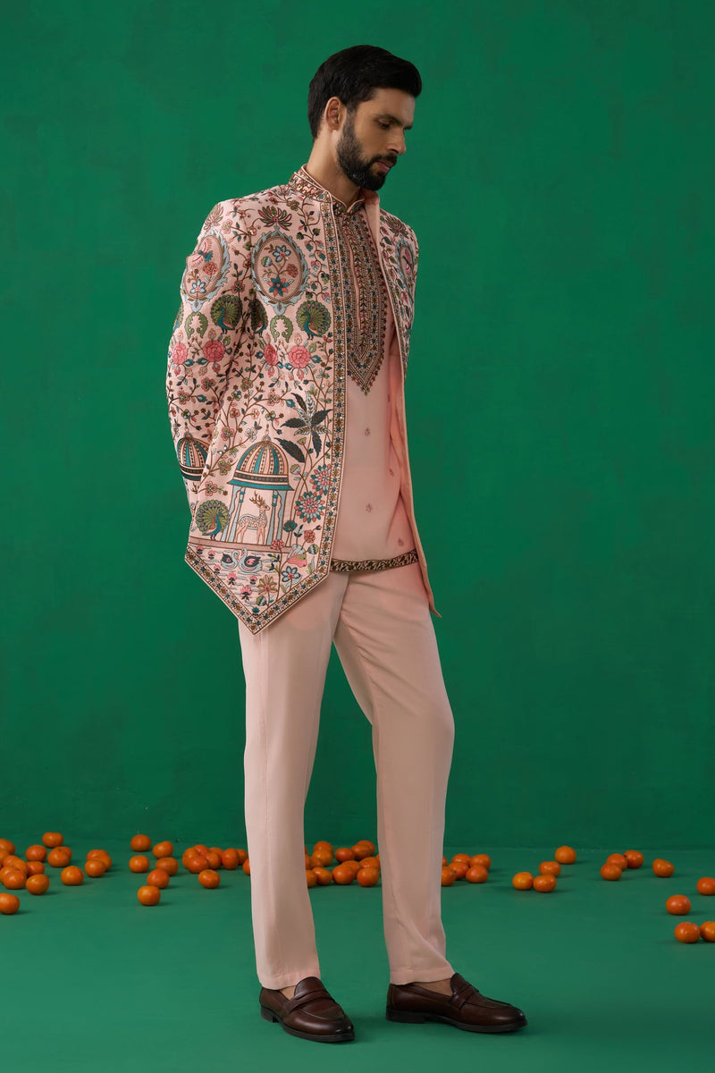 FOUNTAIN PINK JODHPURI SET